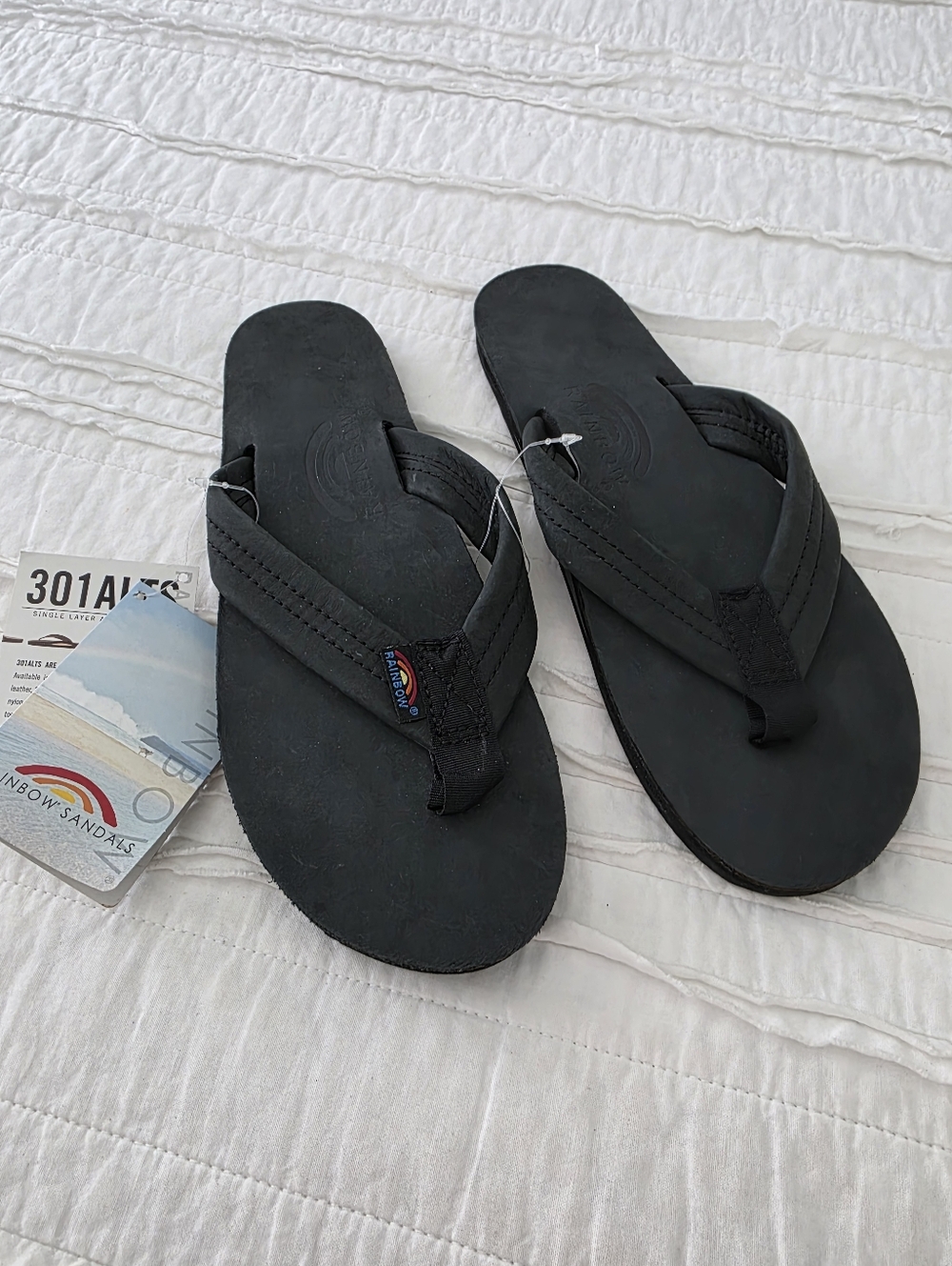 NEW Rainbow 301ALTS Black Womans Flip Flop Sandals - Classic Comfortable Thong